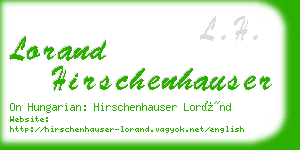 lorand hirschenhauser business card